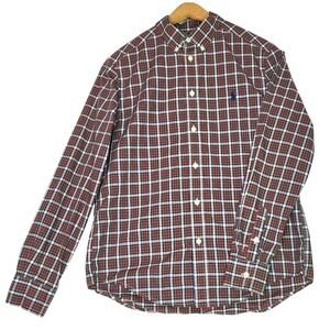 Vintage Ralph Lauren Boys Large 14-16 Plaid Button Down Shirt Red Green Blue Y2K